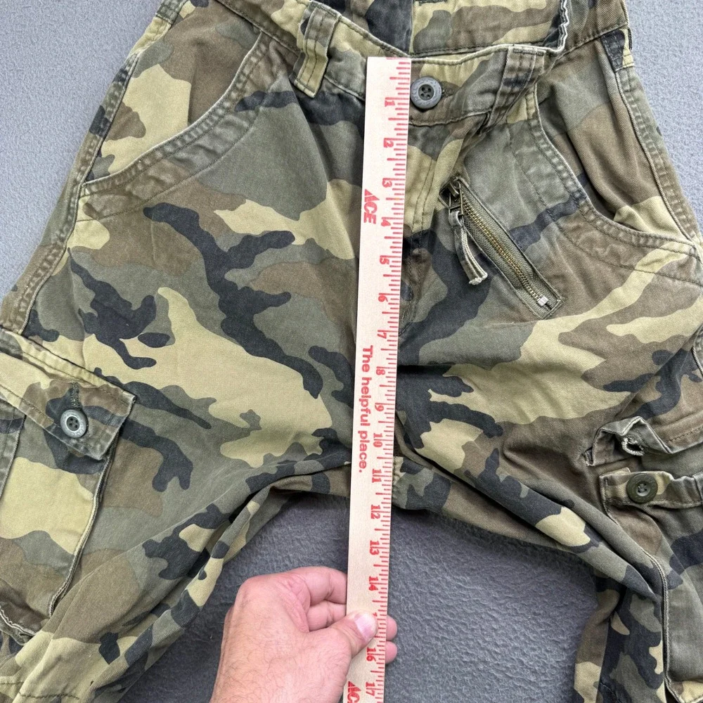 Unbranded Cargo Pants Men 29 Green Camo Pocket Tactical Streetwear Gorpcore